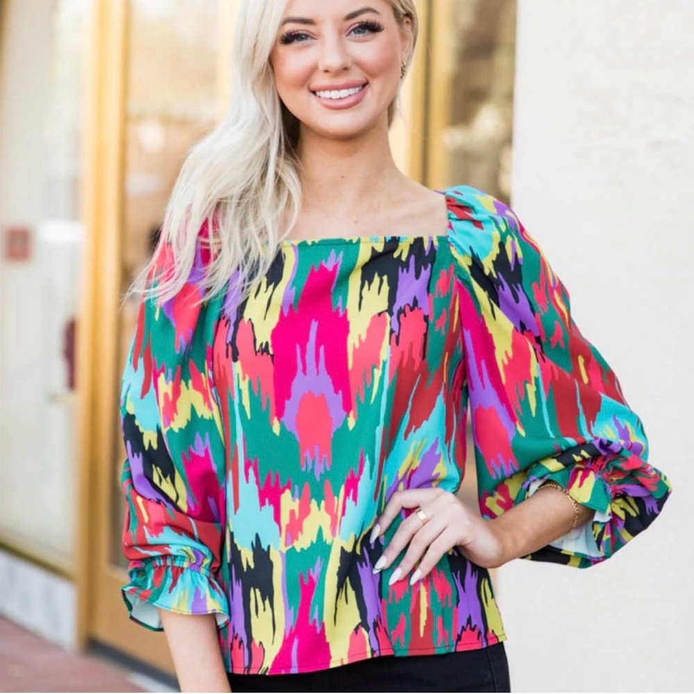 Crosby‎ by Mollie Burch James Top in Electric Ikat